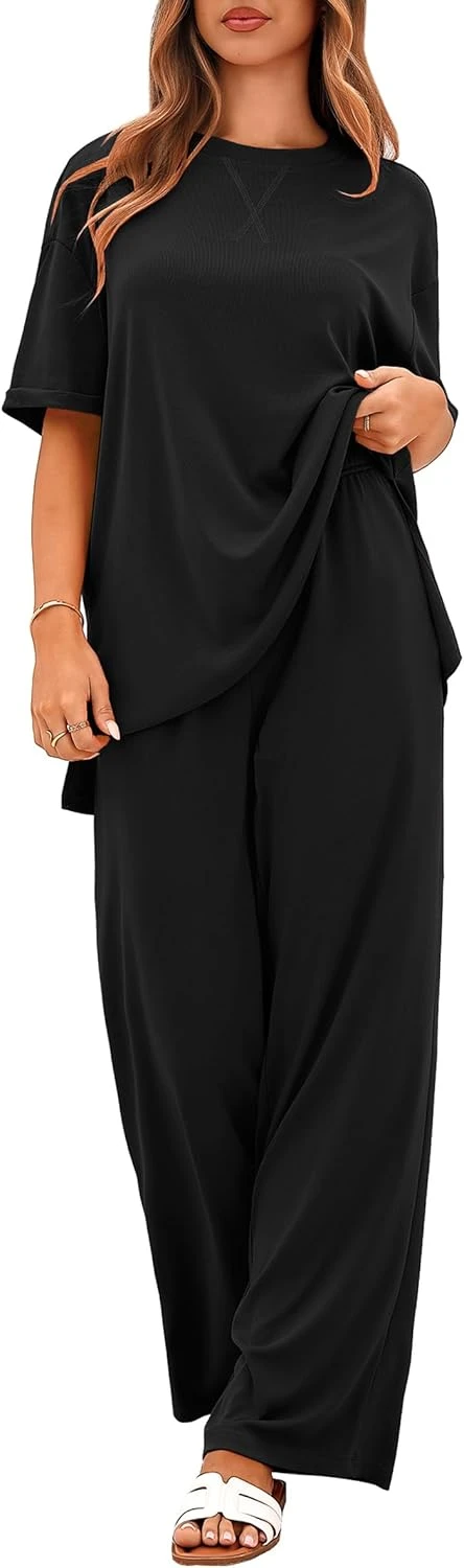 Black knit co-ord set for leopard pop outfit
