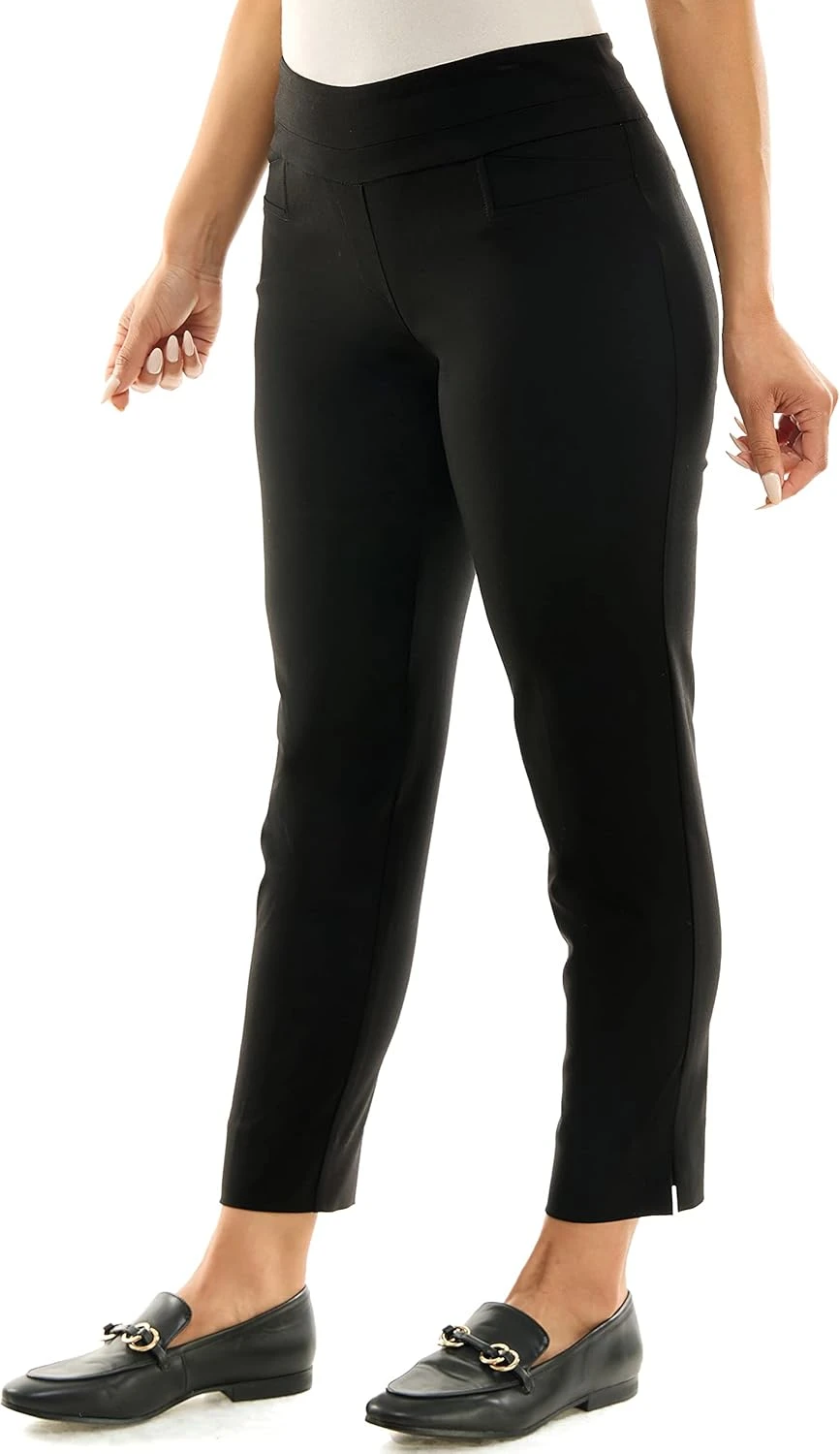 Black ankle trousers for red blazer outfit