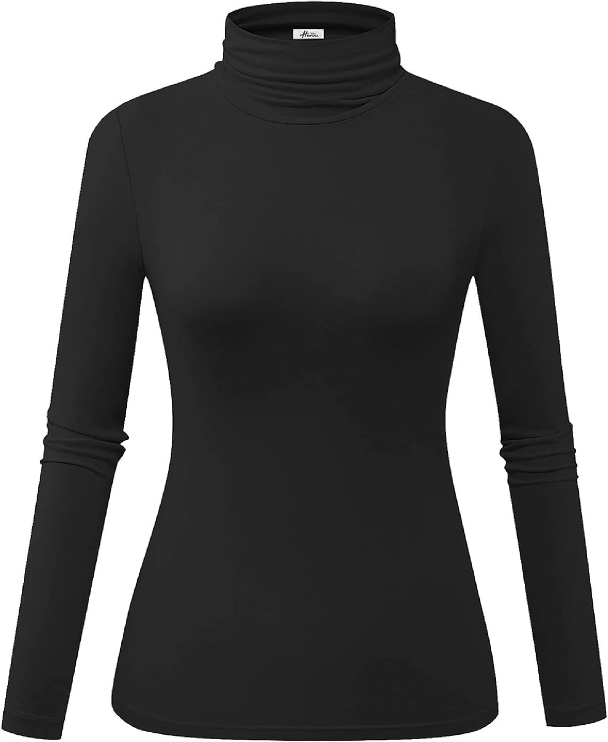 Fitted black turtleneck for leopard coat outfit