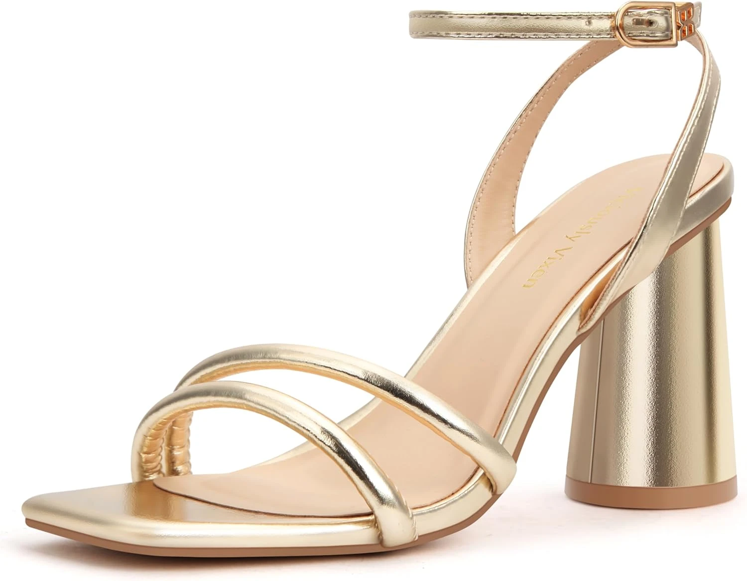 Gold block heel sandals for floral maxi