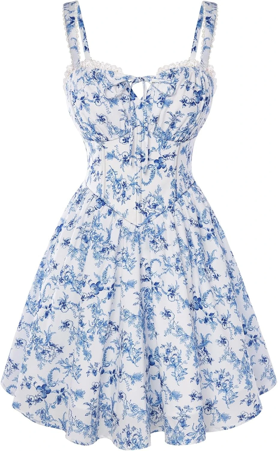 Blue and white floral dress in fresh print