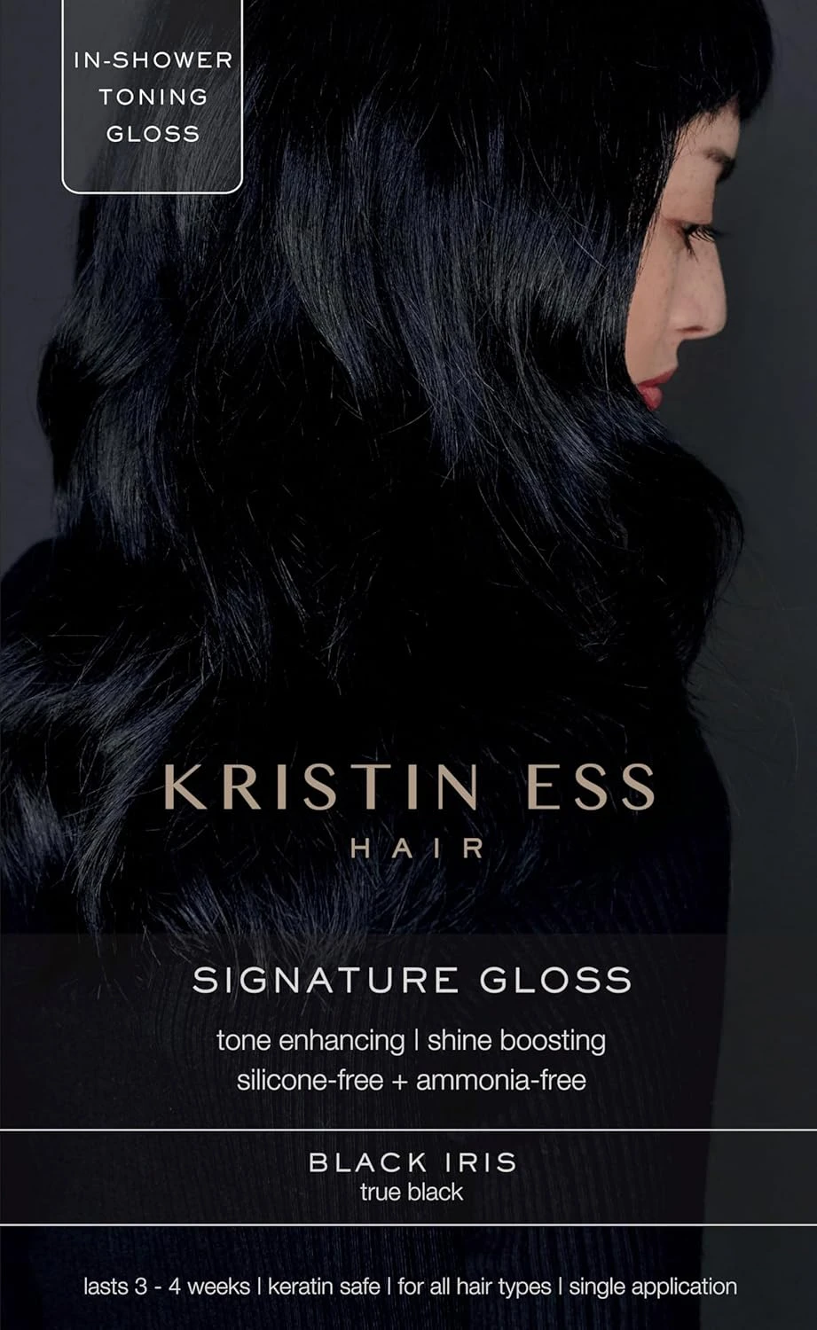 Blue black hair gloss for ink tint shine