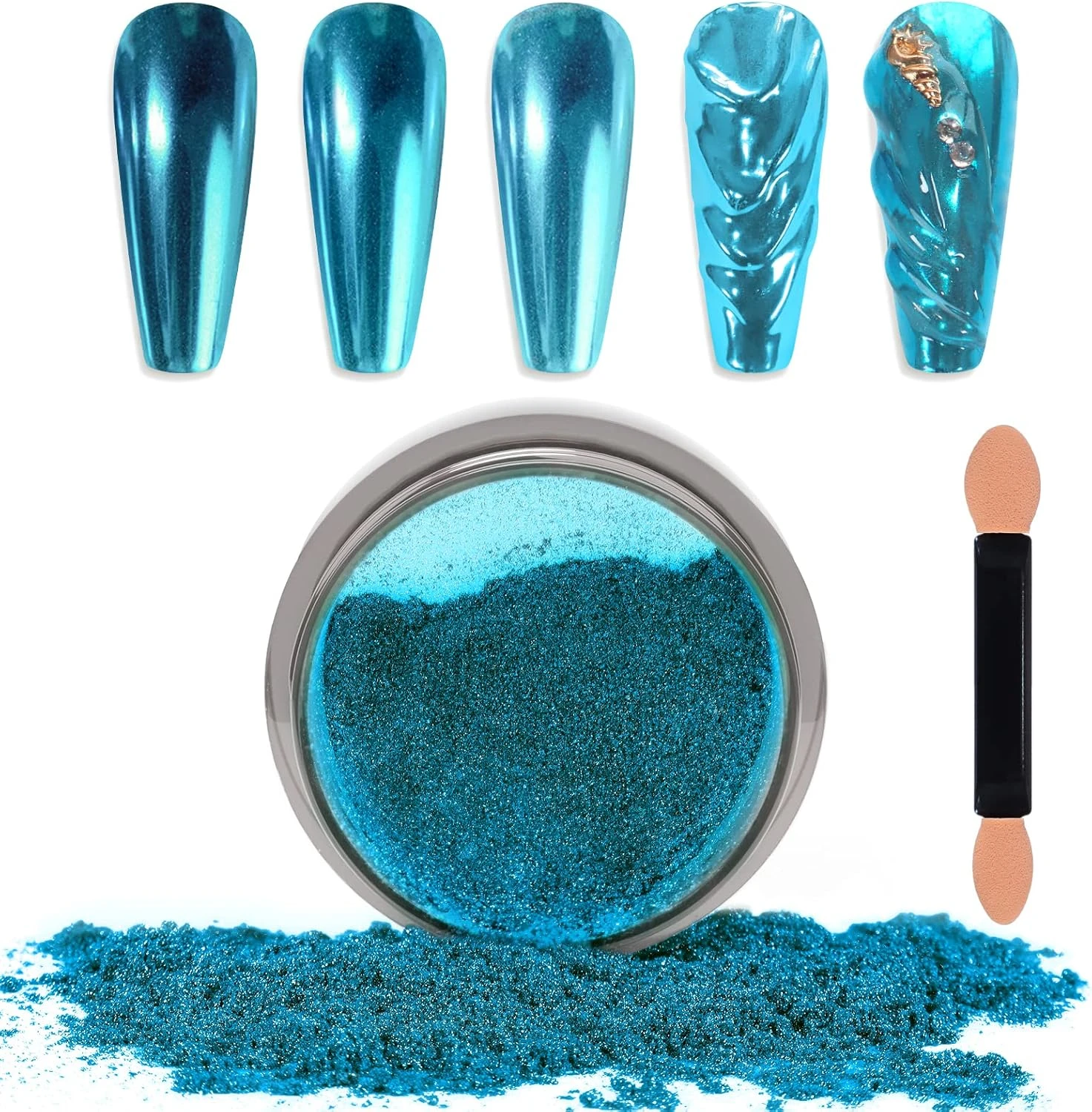 Blue mirror chrome pigment for blue chrome nails