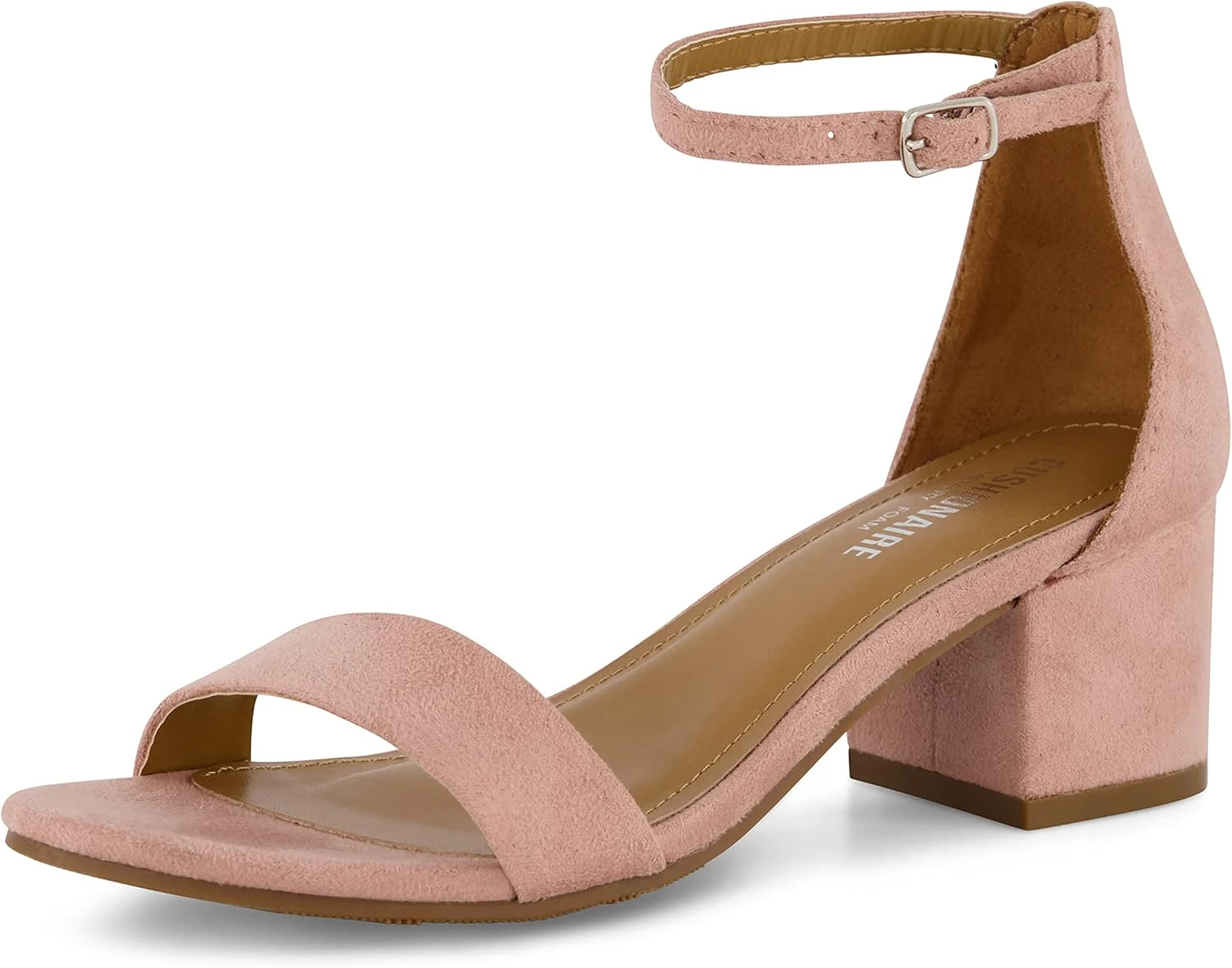 Blush block heels for floral guest maxi
