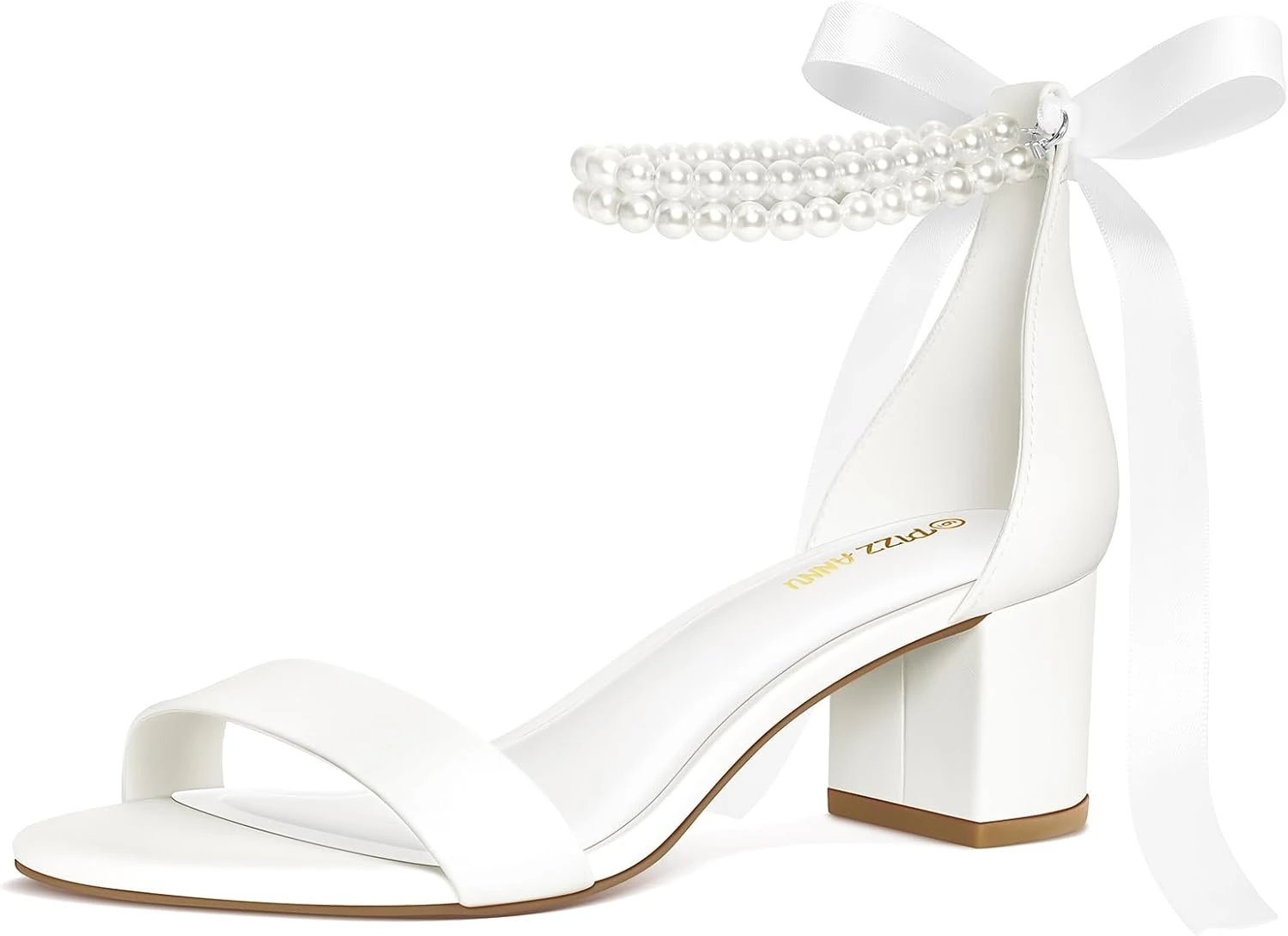 Blush block heels for garden silk wedding dress
