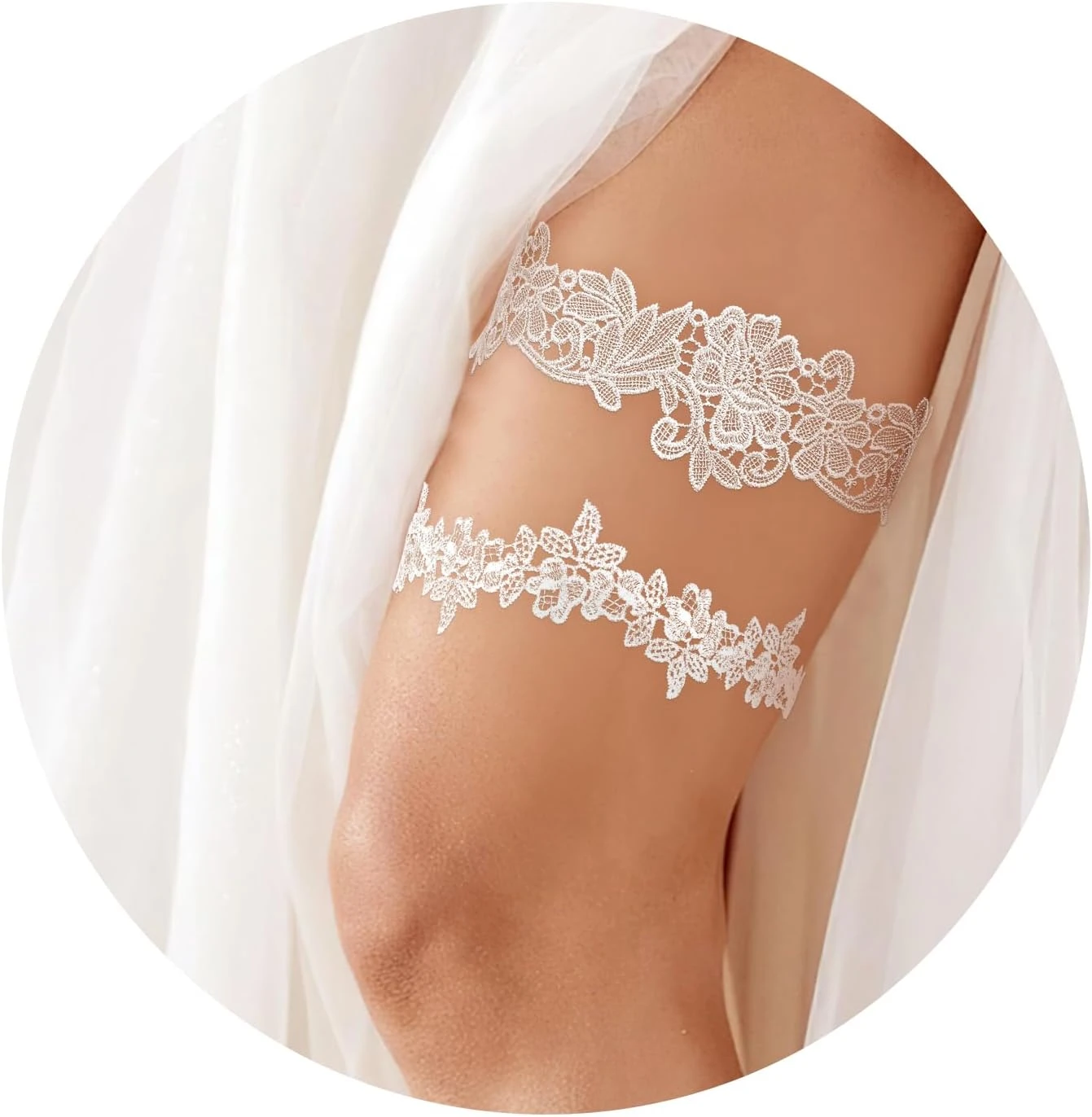 Lace bridal garter set for corset gown