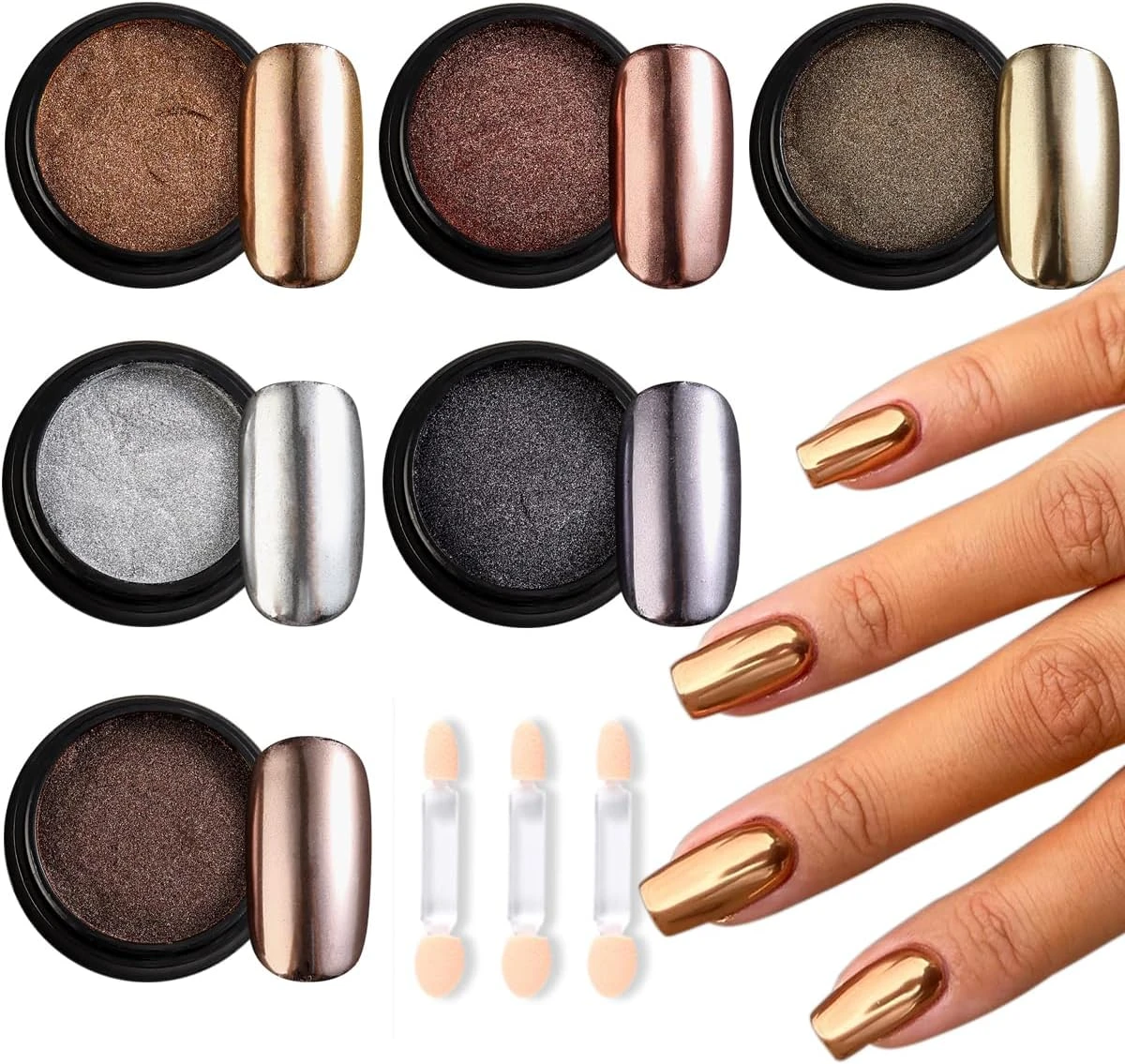 Bronze mirror chrome powder for brown chrome nails