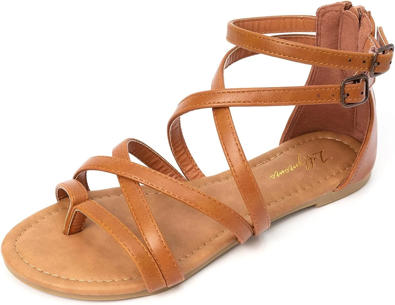 Brown gladiator sandals for tiered maxi dress
