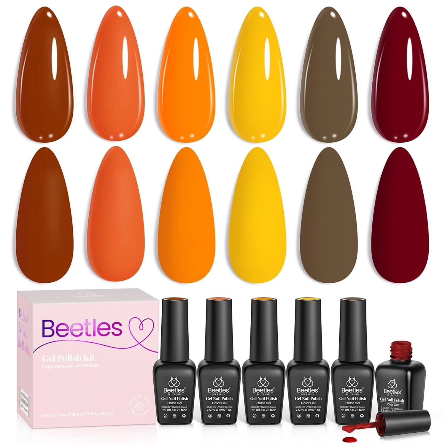 Burnt orange and burgundy polish set base for ombre nails