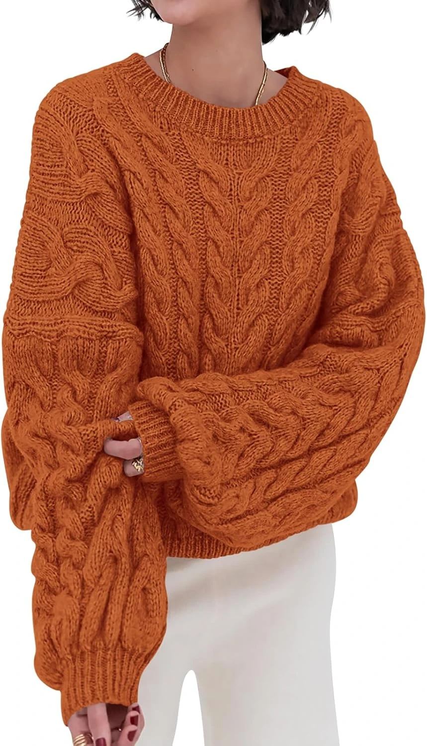 Burnt orange chunky sweater for fall outfit