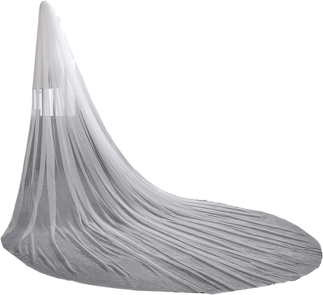 Simple cathedral veil for silk A-line gown