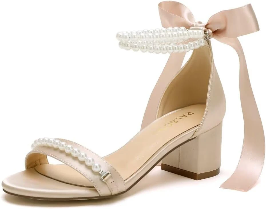 Champagne satin shoes for warm tone gown