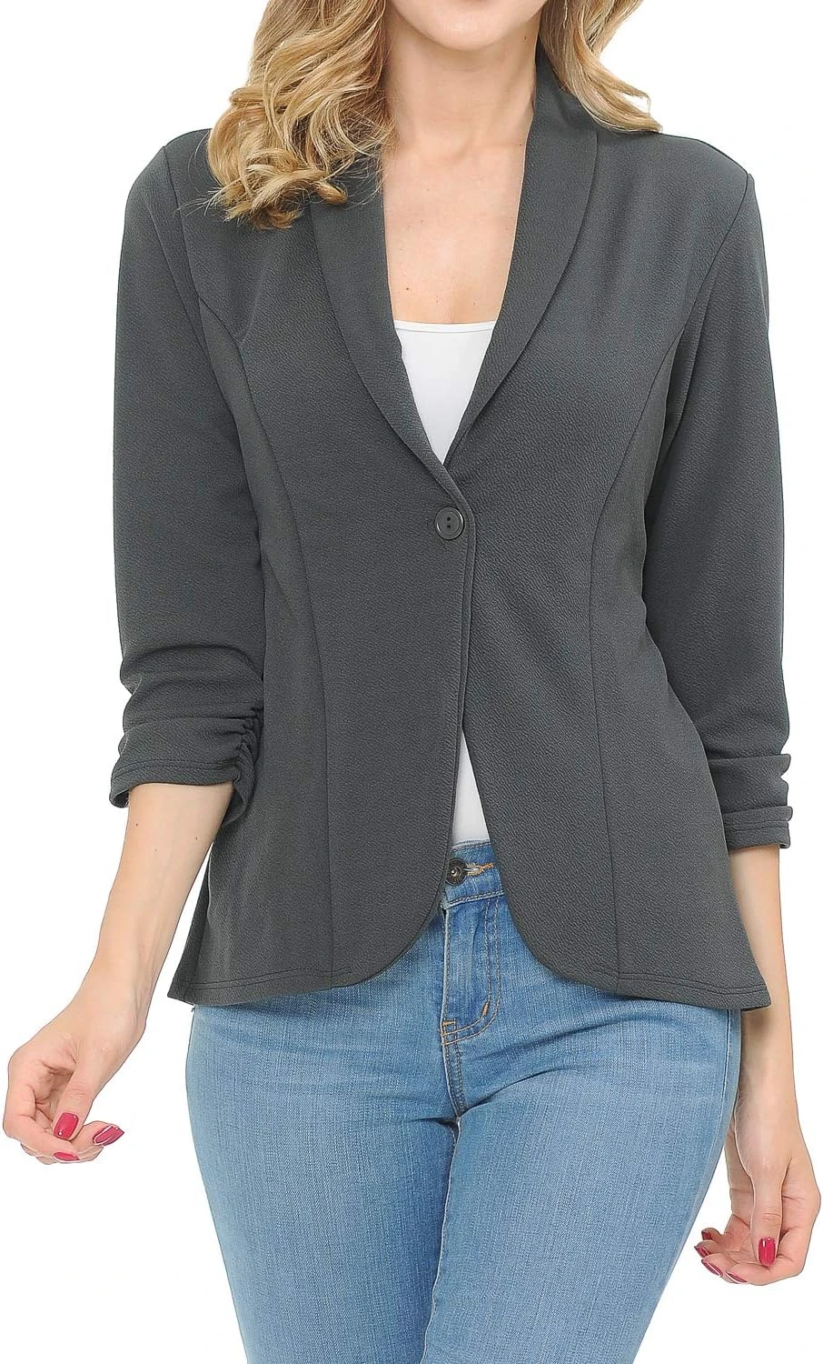 Tailored charcoal blazer for western business attire