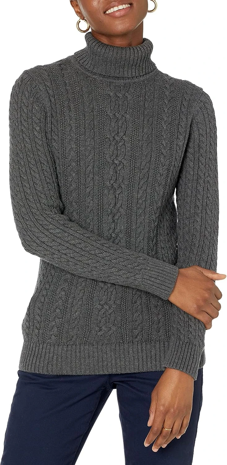 Charcoal turtleneck under red coat