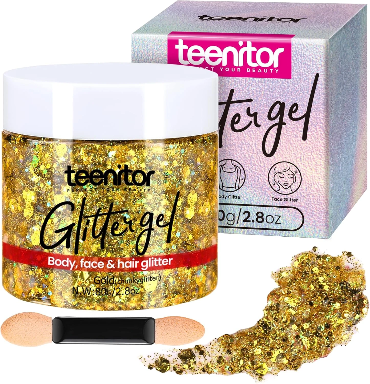Chunky gold glitter gel for gold glitter nails