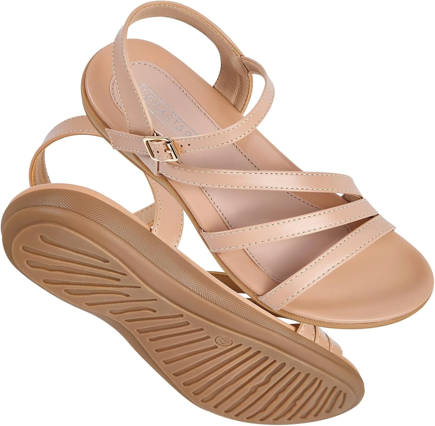 Colored strappy sandals for cute vacation look
