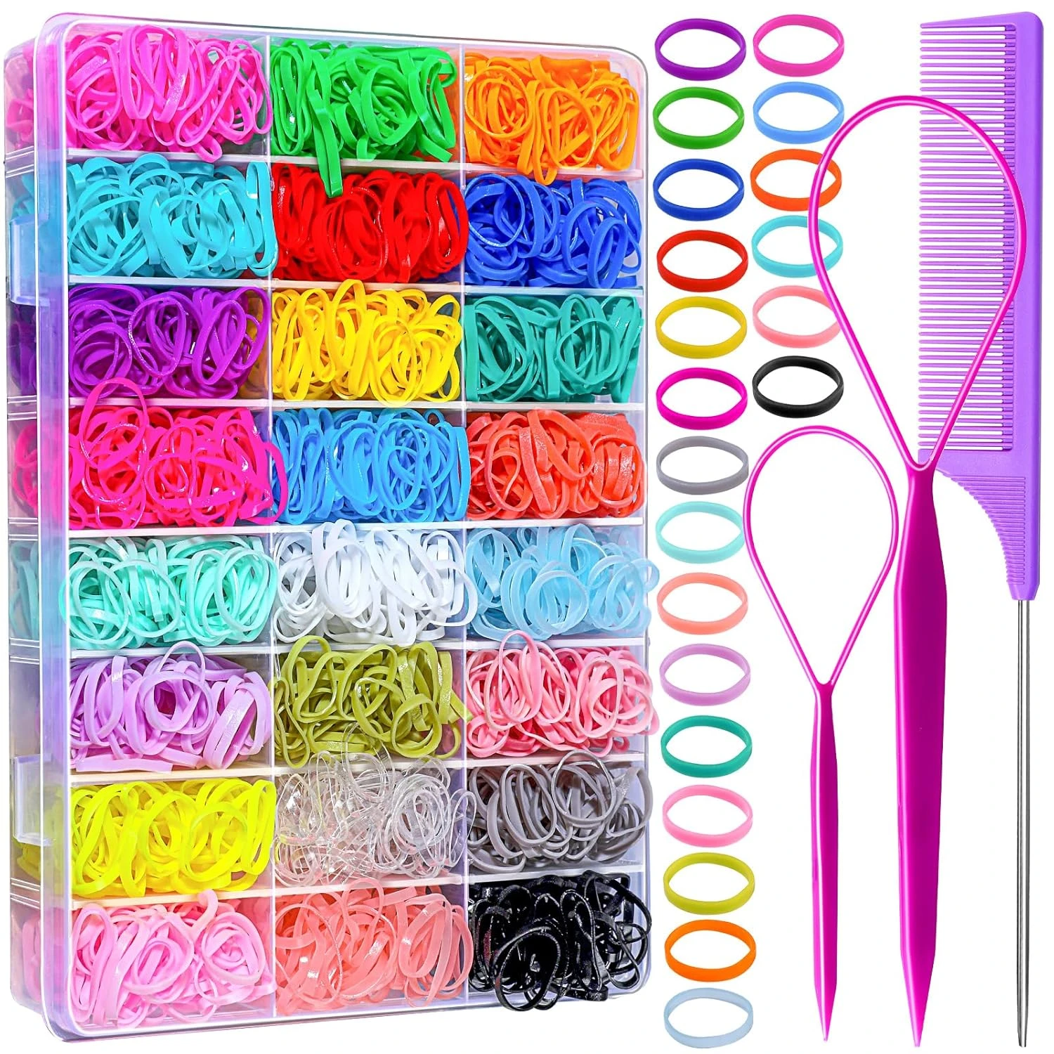Colorful elastics pack for a bubble braid sporty ponytail