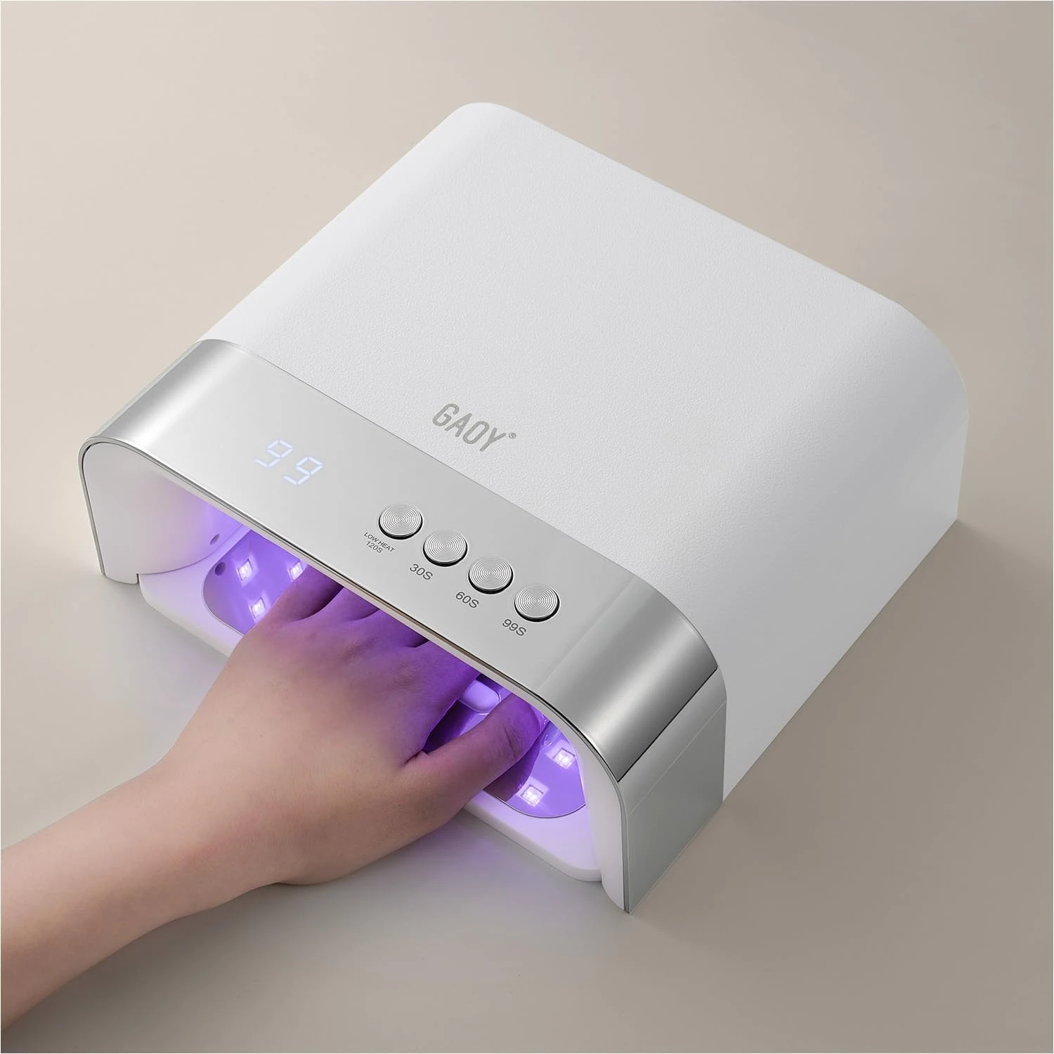 Cordless rechargeable nail lamp for chrome nails curing