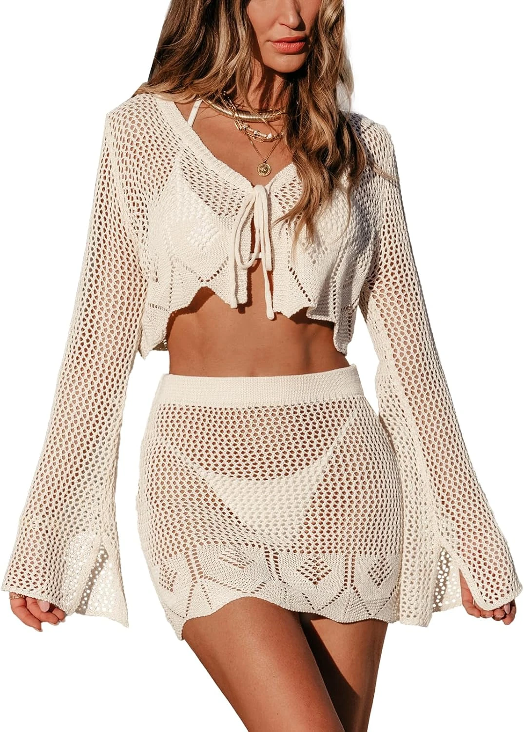 Crochet cover up set for swim to street outfit