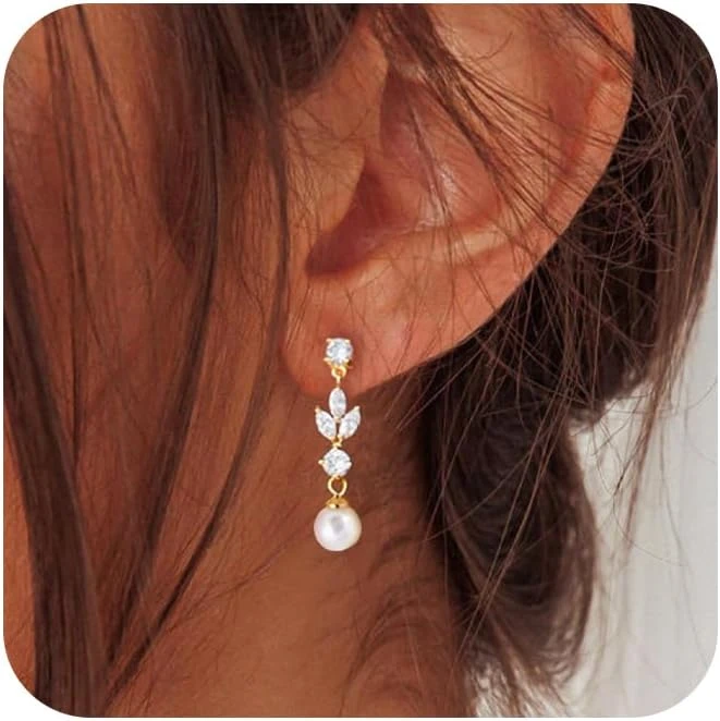 Crystal drop earrings for satin slip gown