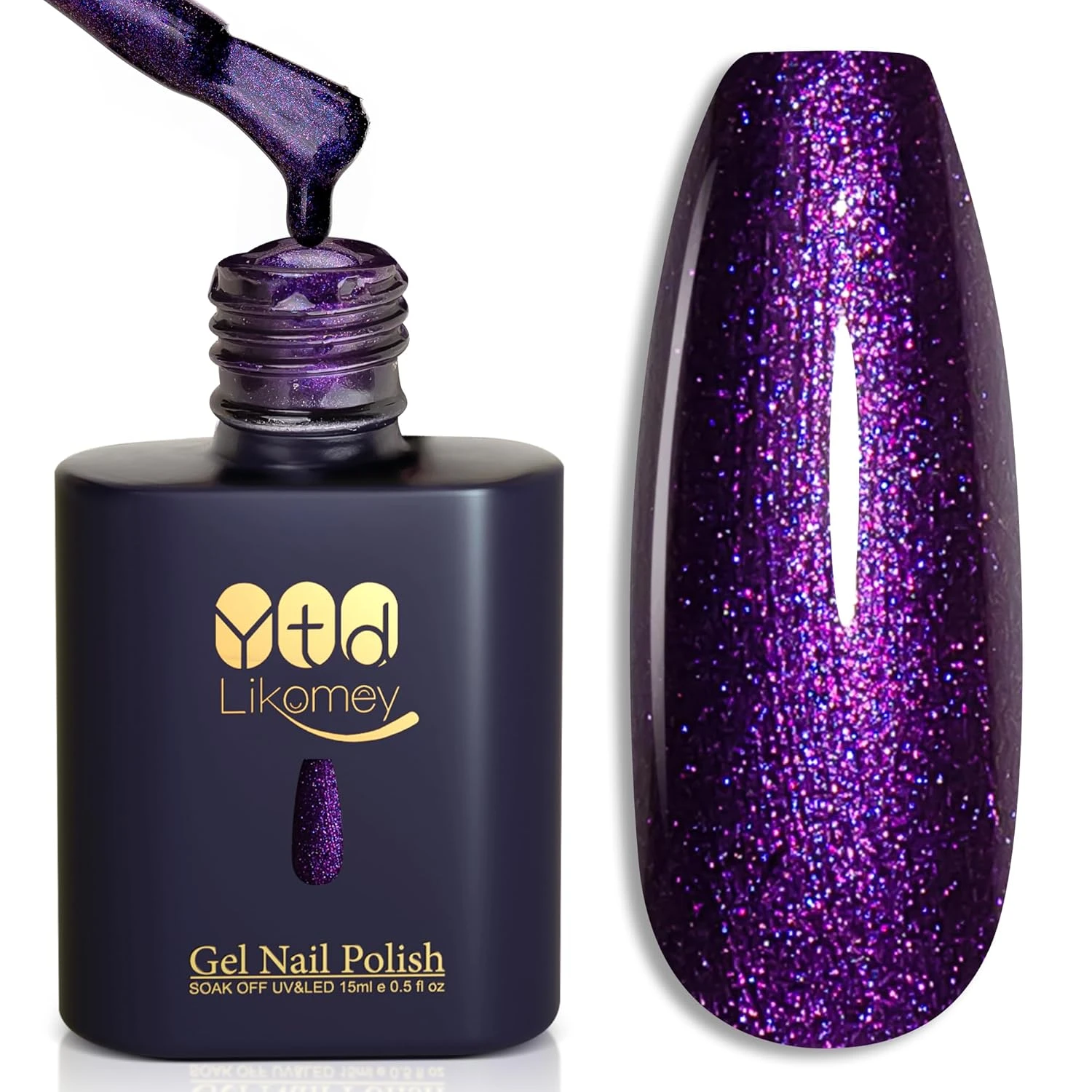 Deep purple glitter base for violet party nails