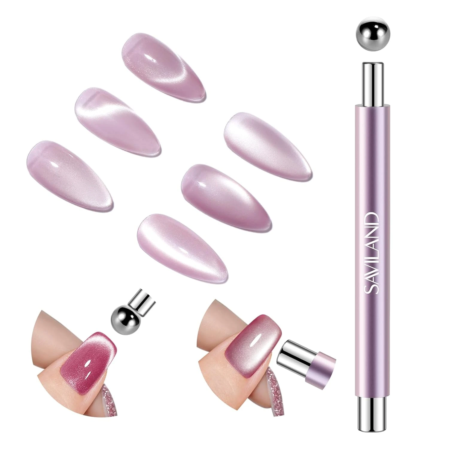 Double sided cat eye magnet for gold band nails