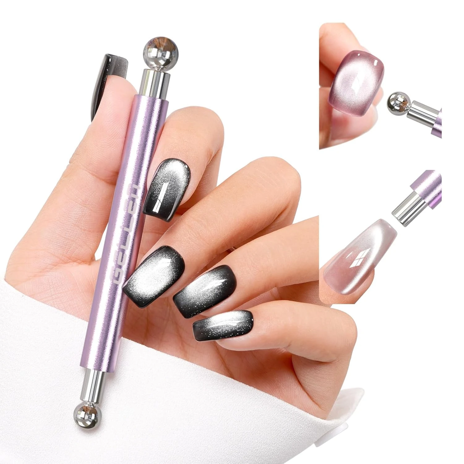 Dual ended nail magnet for cat eye nails effects