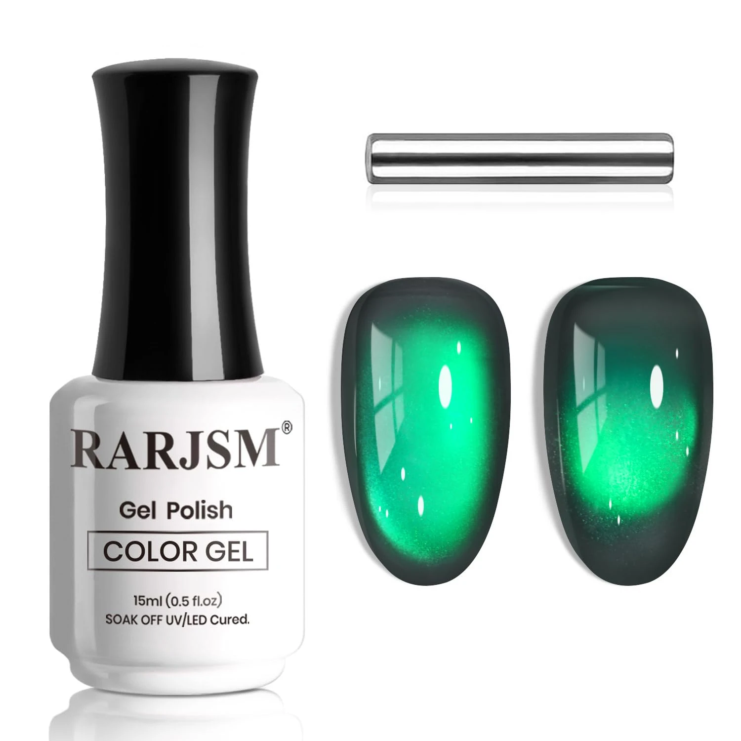 Emerald green cat eye gel for velvet cat eye nails