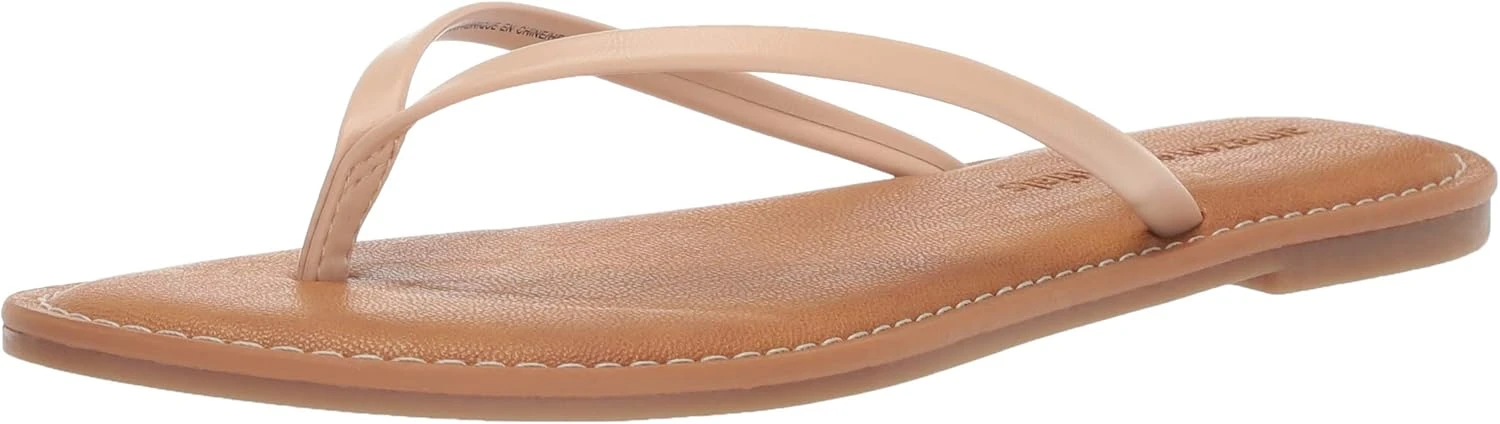 Tan flat thong sandals for tropical outfit