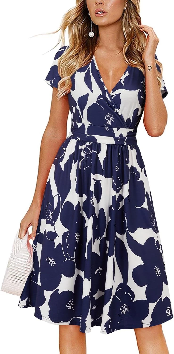 Floral wrap midi dress with tie waist