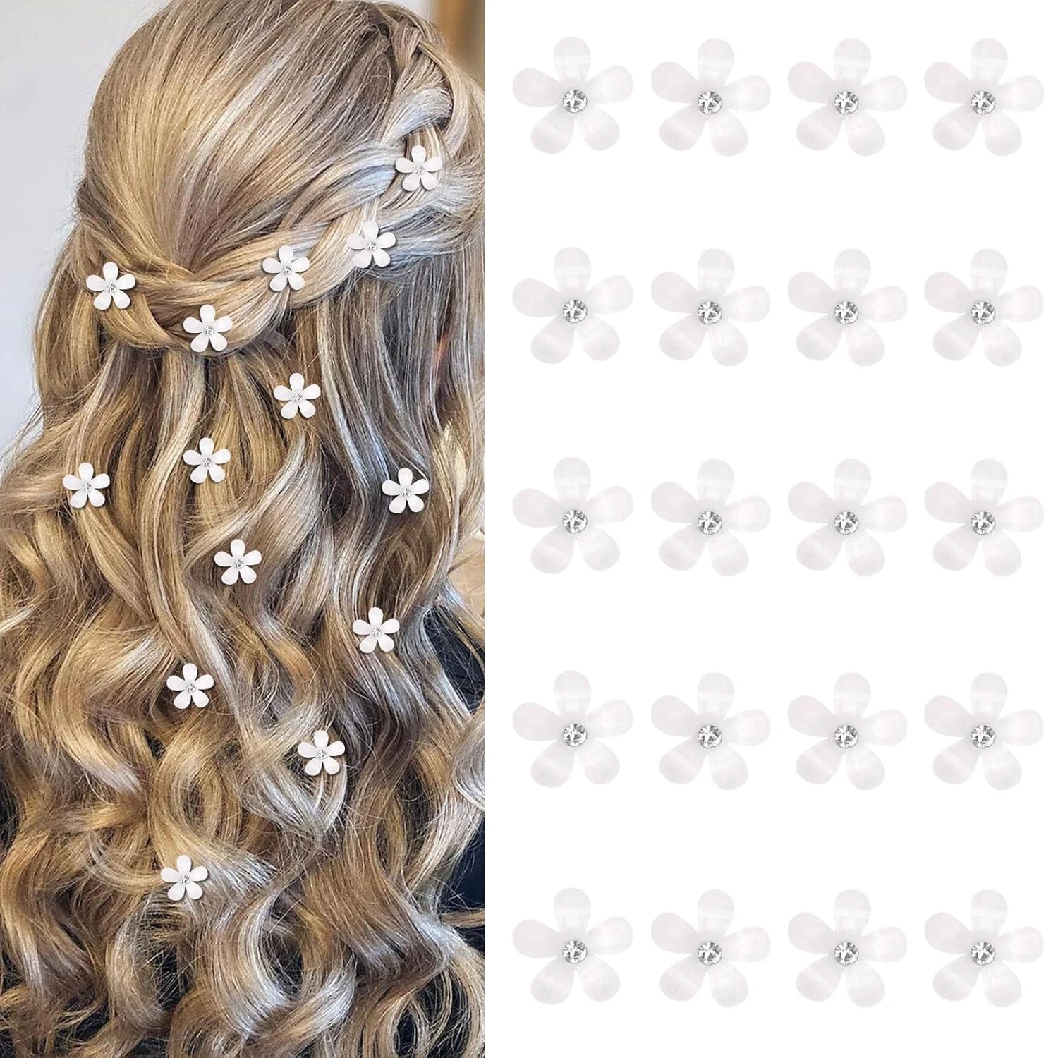 Flower hair pins for waterfall braid with flowers