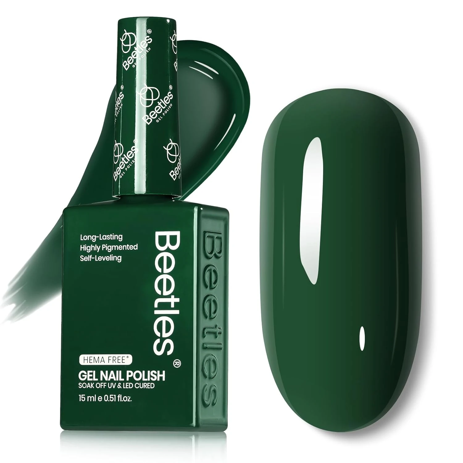 Forest green gel polish base for green chrome nails
