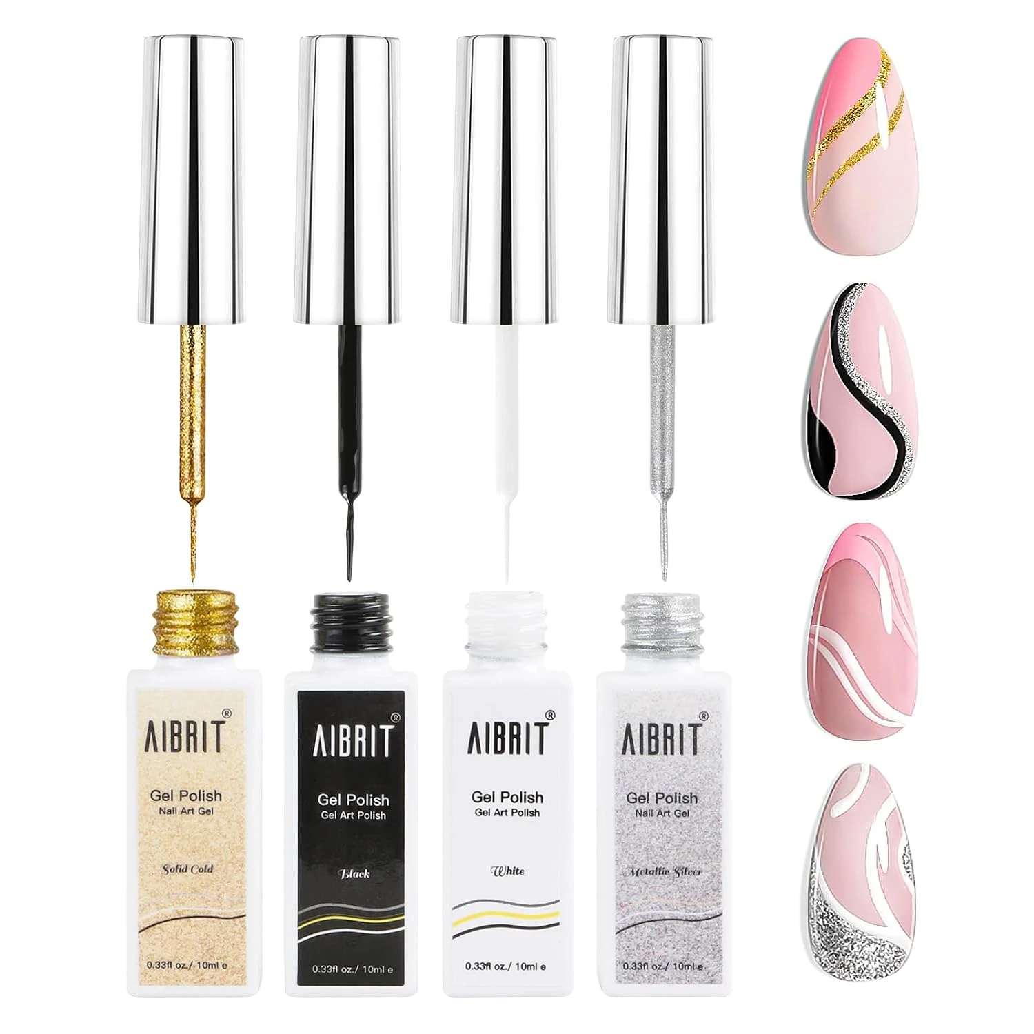 Gold accent gel paint for purple nails design