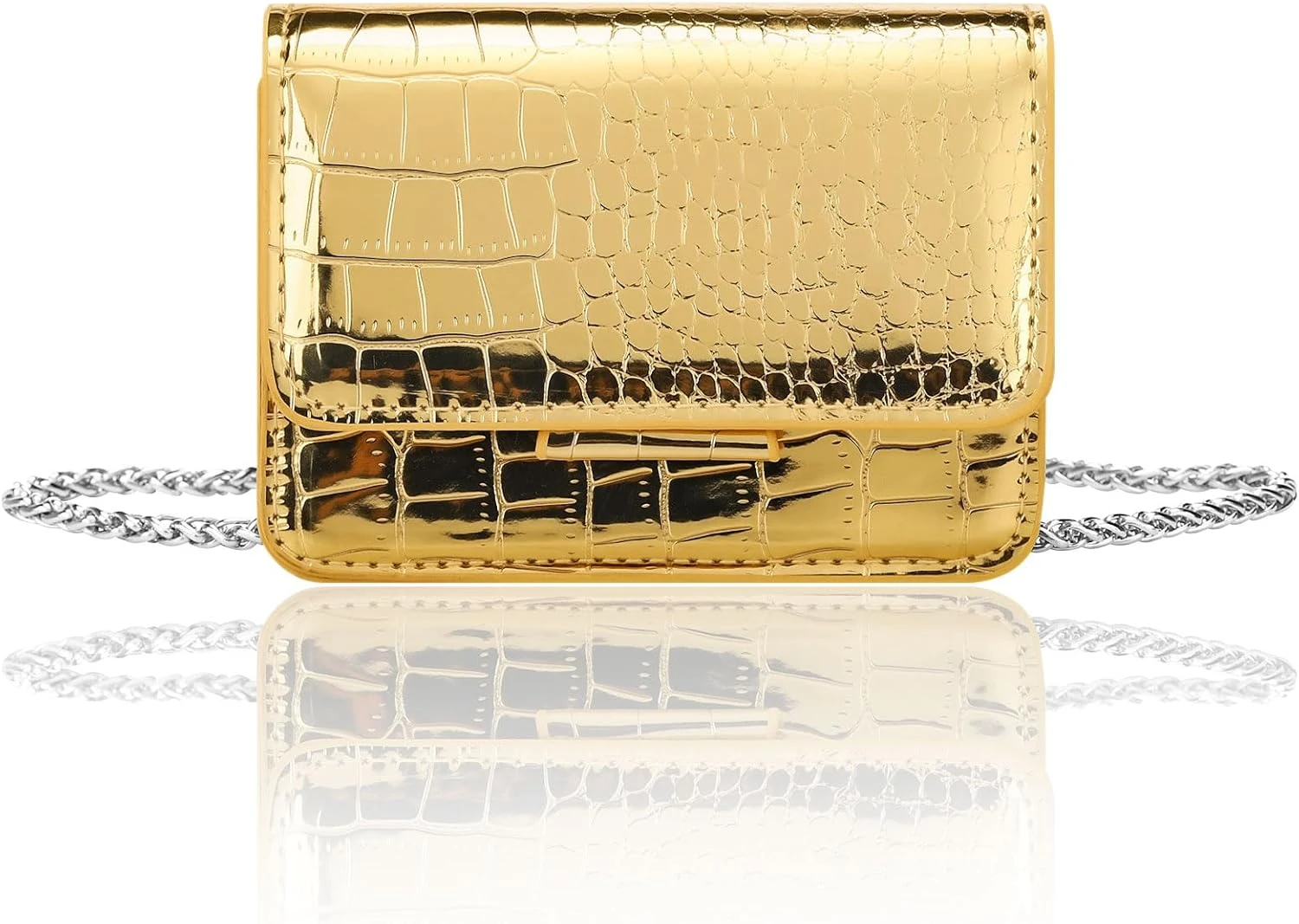 Gold mini clutch for red party outfit