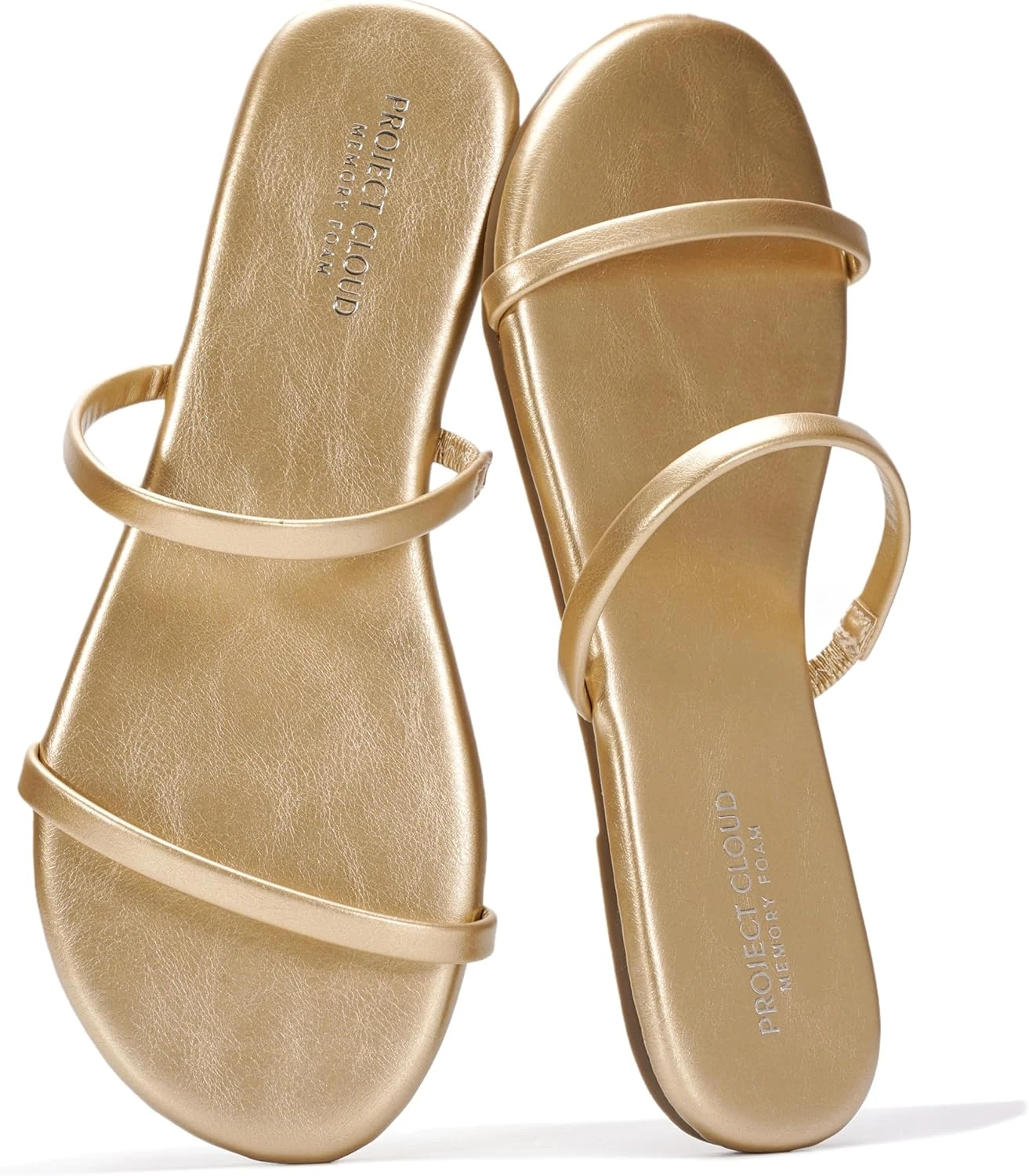 Gold flat sandals for tropical maxi outfit
