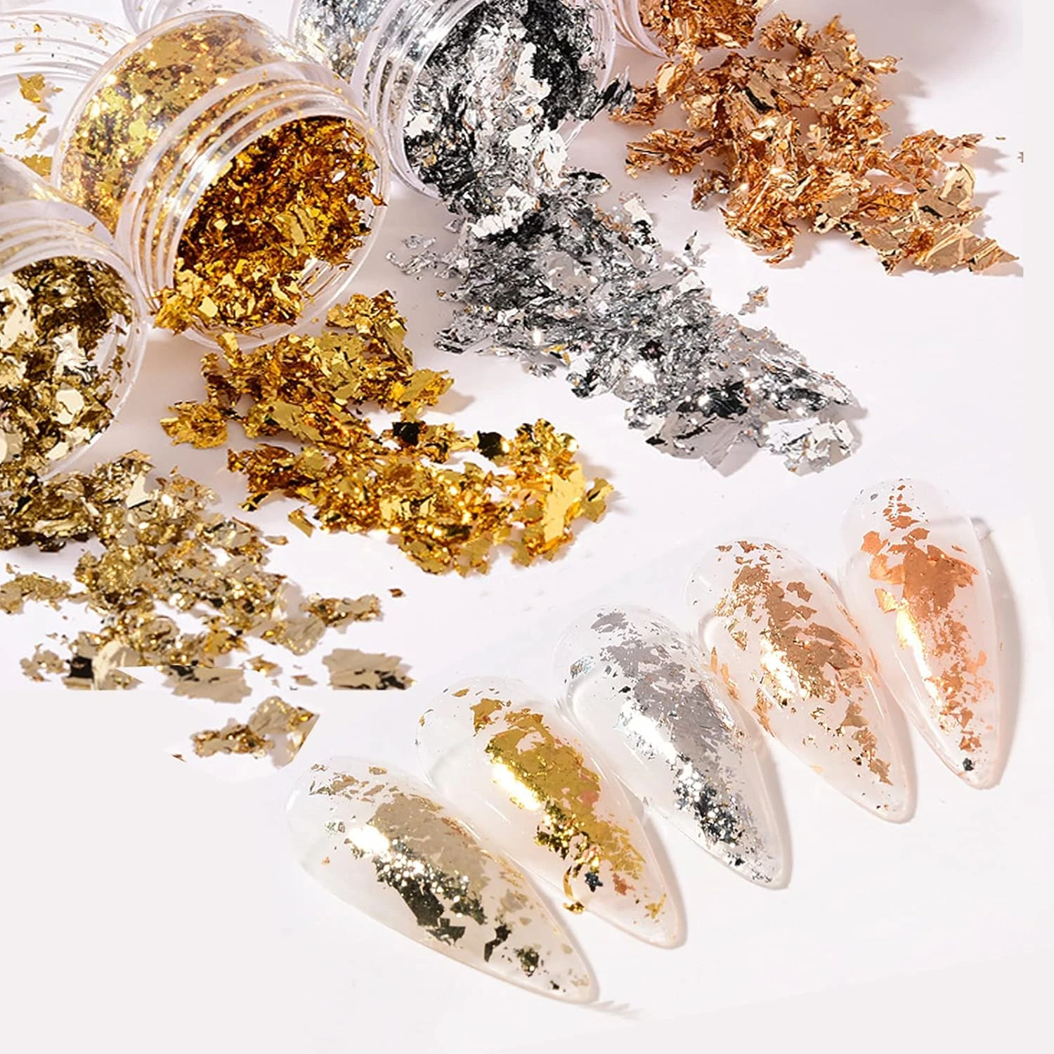 Gold fleck nail foil for sage green and gold nails