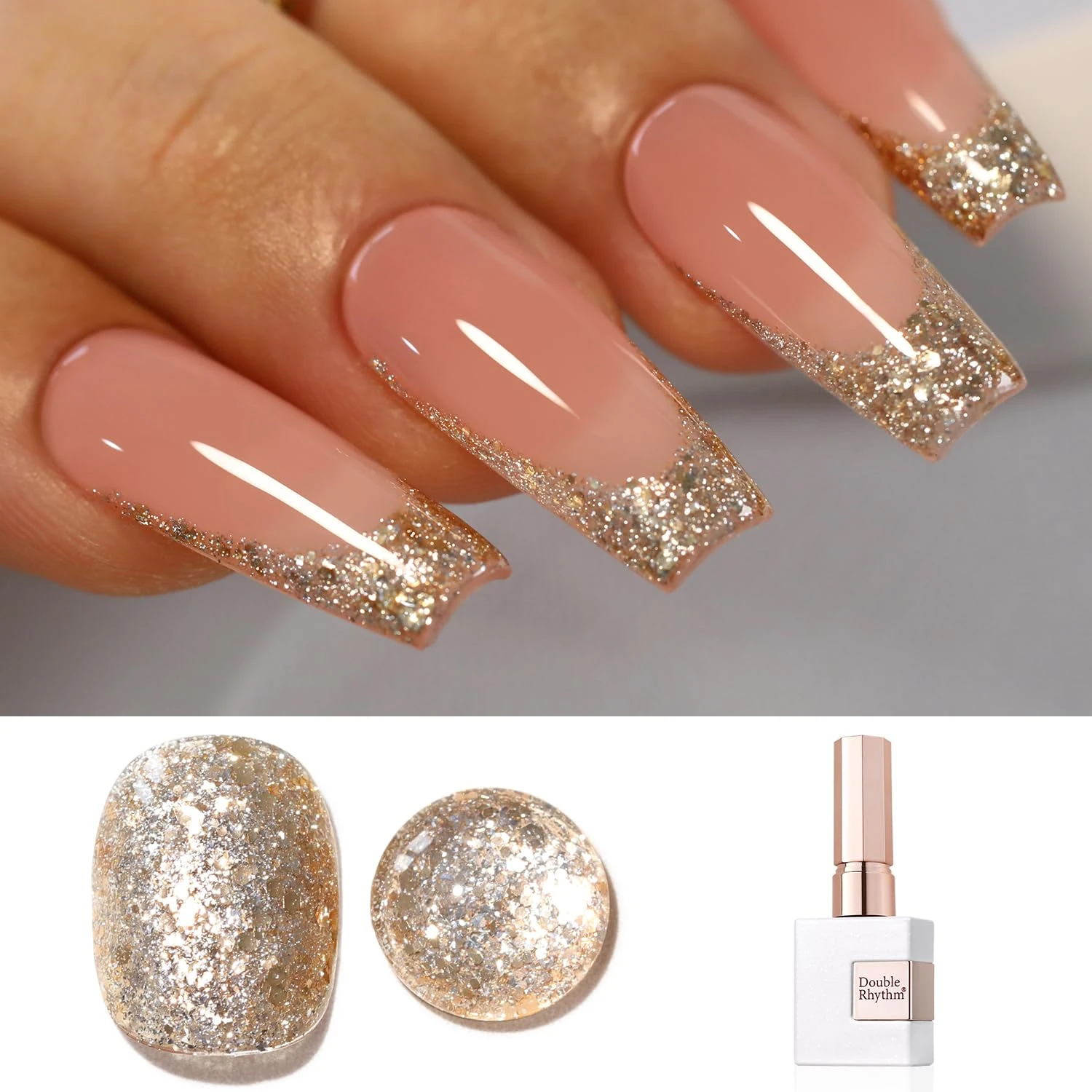 Gold glitter gel polish for burgundy and gold nails