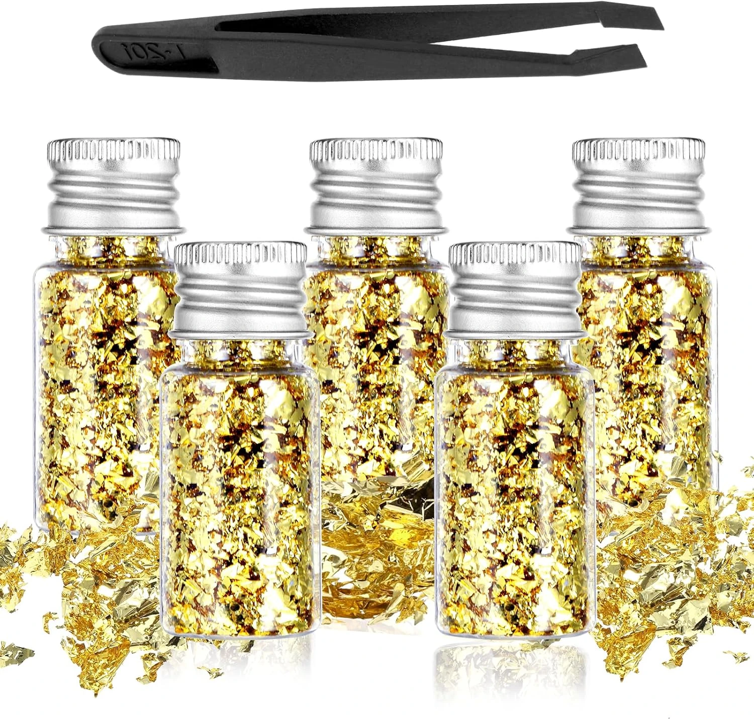 Green Nails Worth Saving: 16 Sets From Mint to Emerald for 2026 50 Gold leaf flake pot for green and gold nails