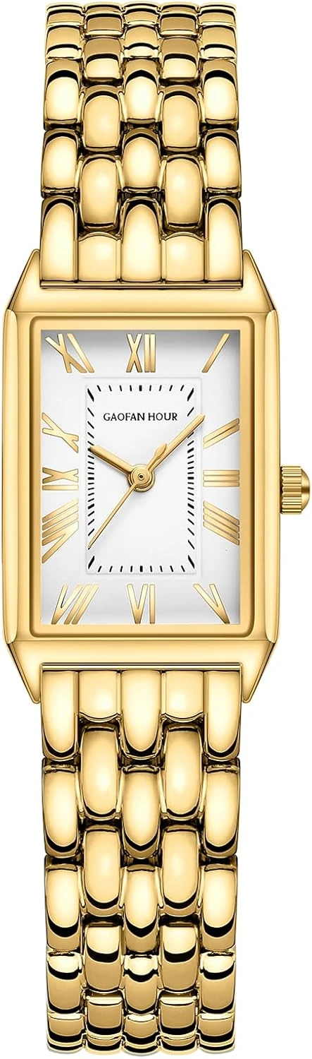 Gold minimal watch for monochrome leopard outfit