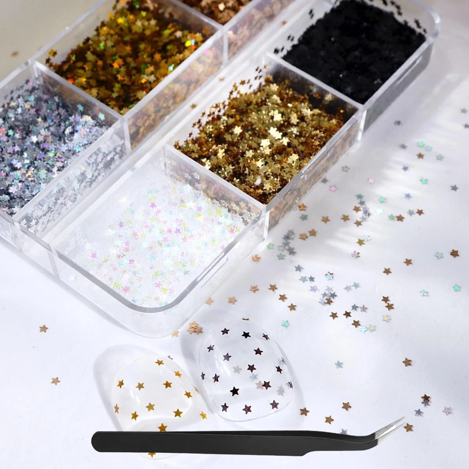 Gold sequin nail glitter for disco gold nails