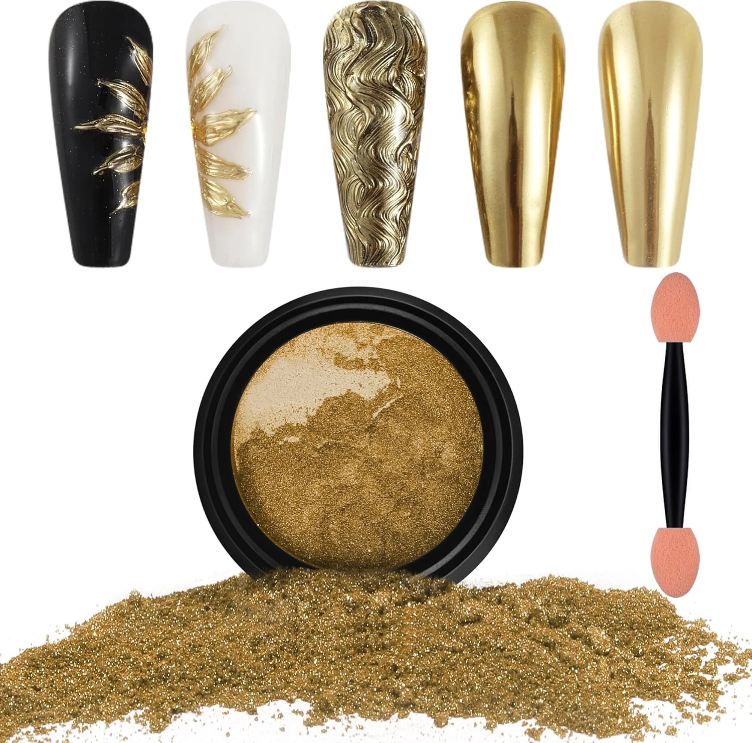 Gold shimmer ombre powder for gold ombre nails