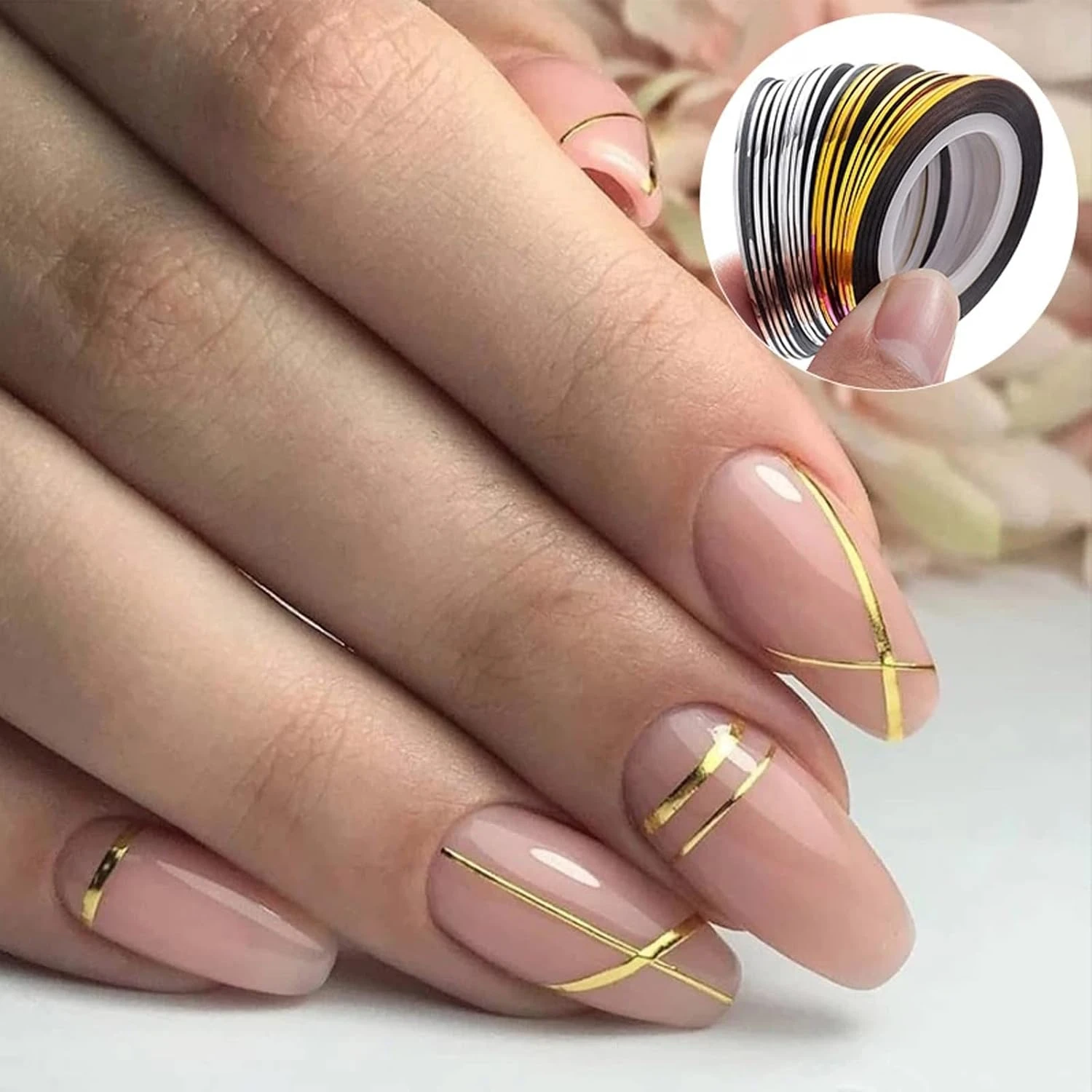 Gold strip nail foil for white and gold nails