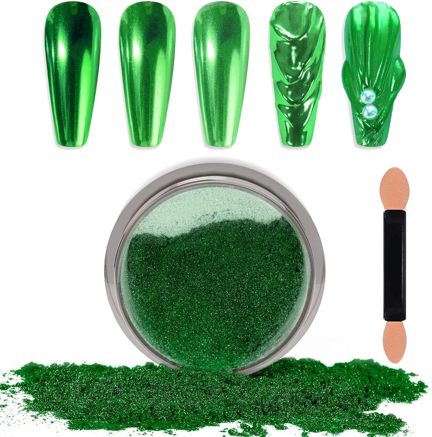 Green chrome mirror powder for emerald chrome nails