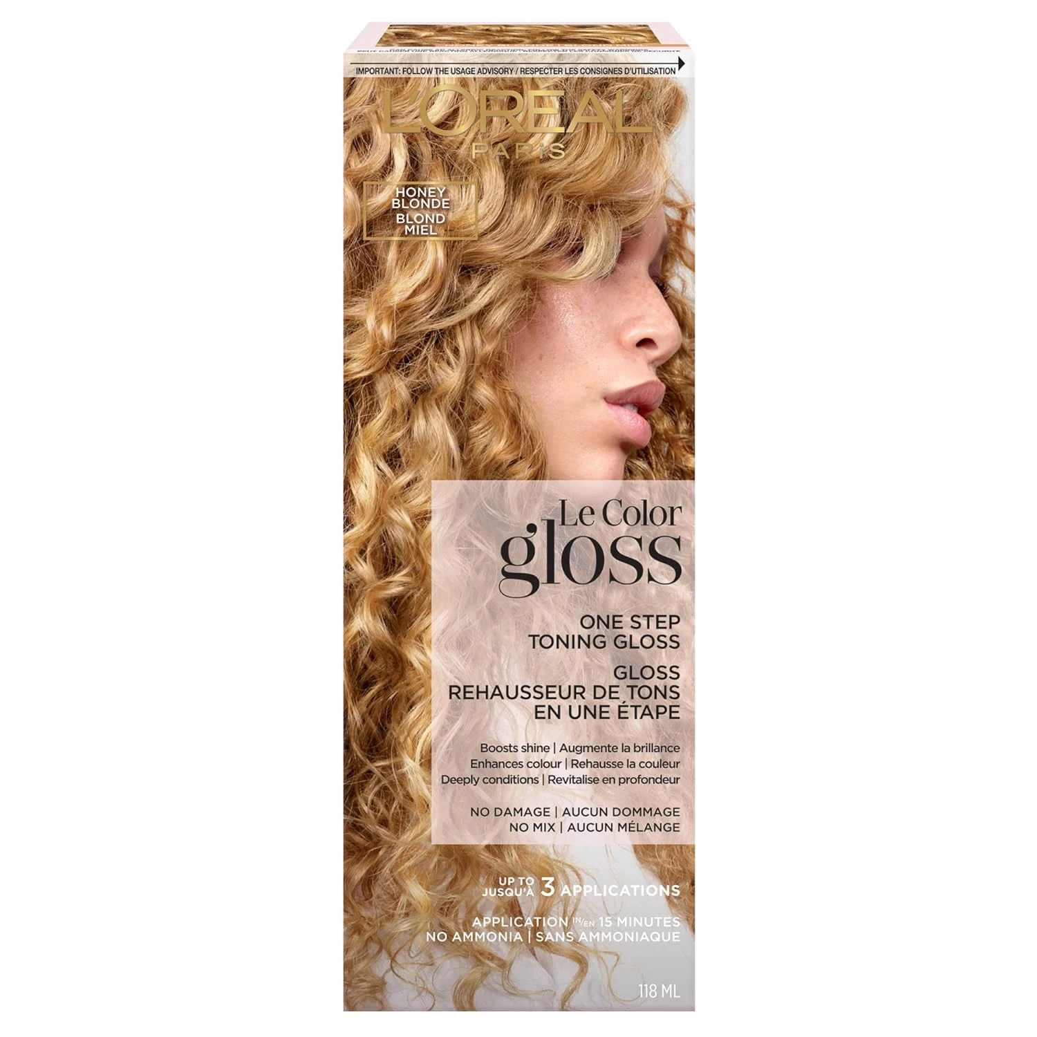 Honey gold hair glaze for blonde tint warmth