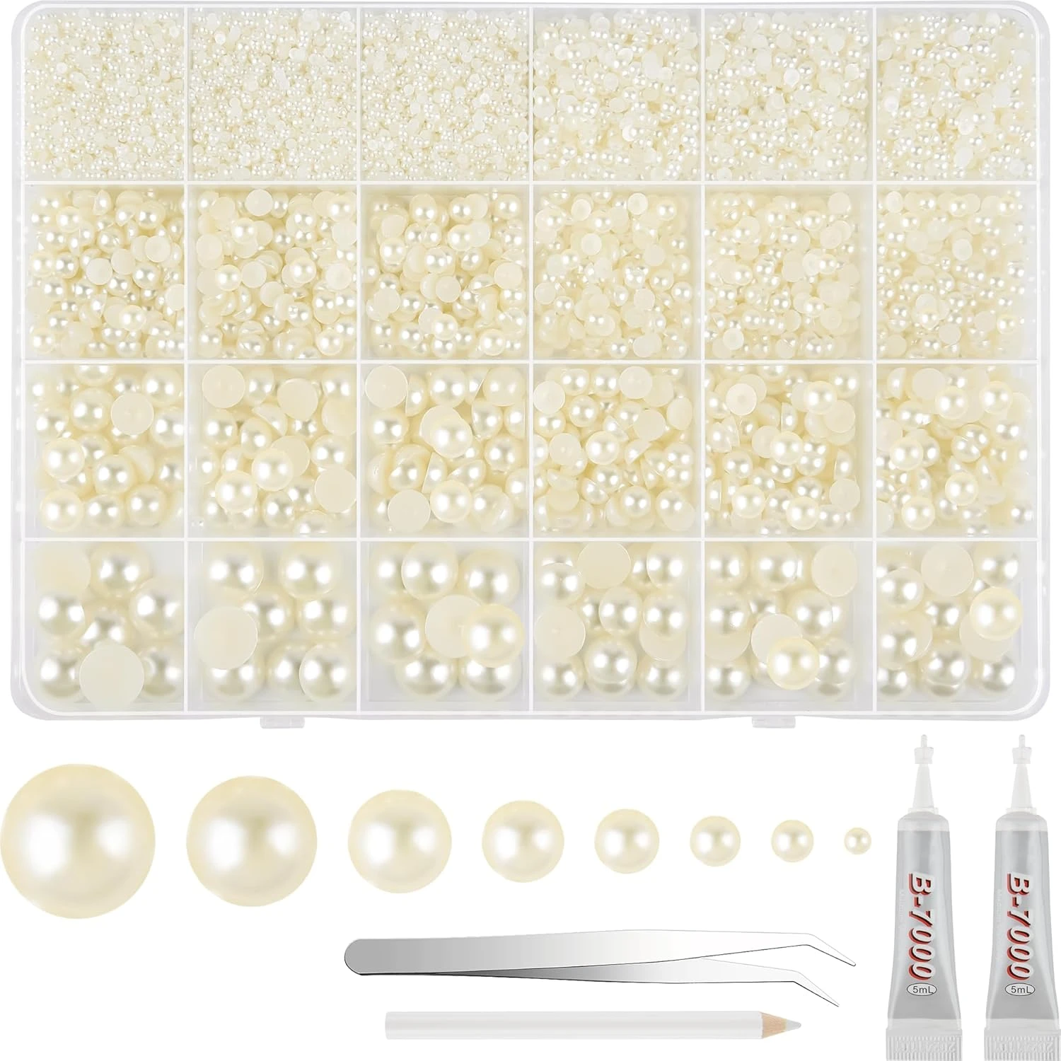Ivory pearl nail gems for sage green wedding nails