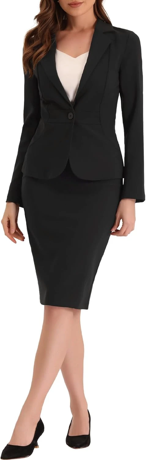 Knee length pencil skirt suit for professional attire