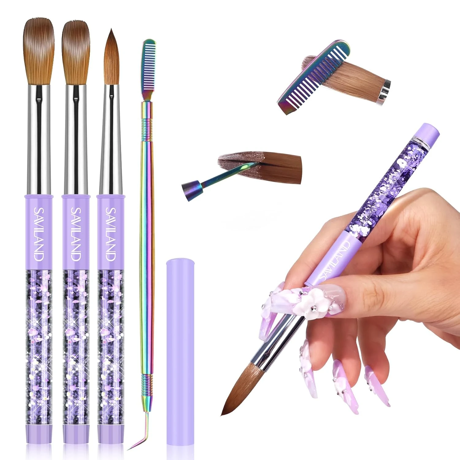 Kolinsky acrylic brush for sculpting white nails