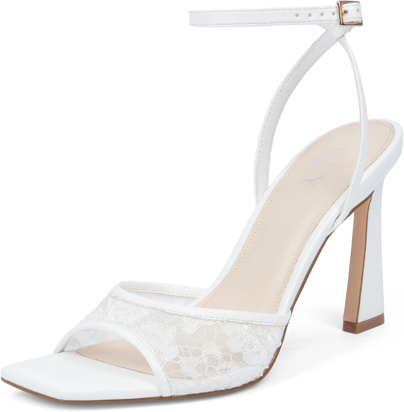 Lace detail heels for satin lace wedding dress
