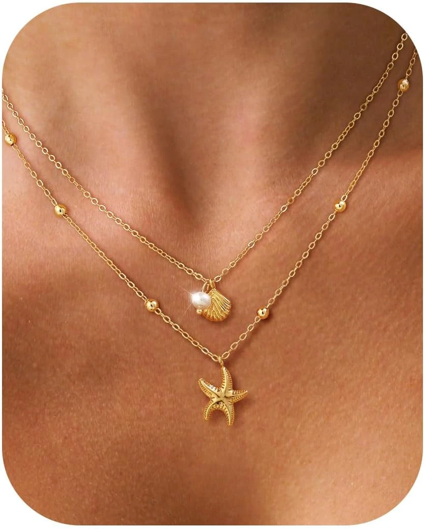 Layered gold necklace for resort outfit