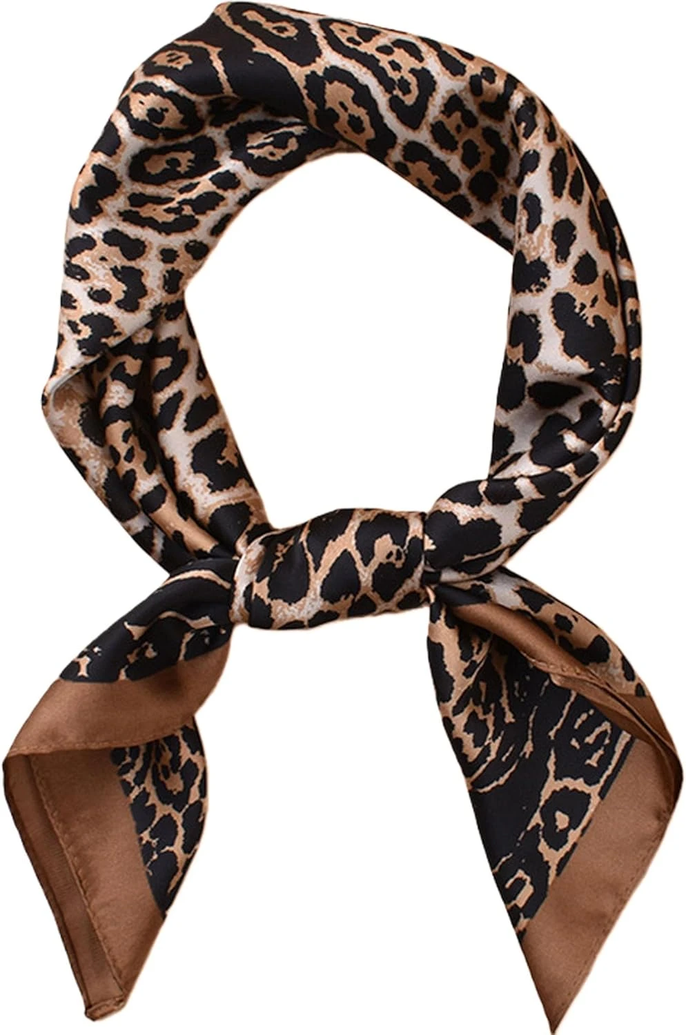 Leopard silk scarf for denim outfit accent
